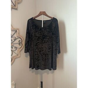 Cynthia Rowley Tunic Top Women's Plus‎ 3X Luxe Tee Velvet Scoop-neck Blouse